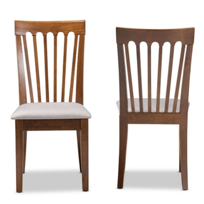 Baxton Studio Baxton Studio Minette Modern and Contemporary Gray Fabric Upholstered Walnut Brown Finished Wood 2-Piece Dining Chair Set, , large