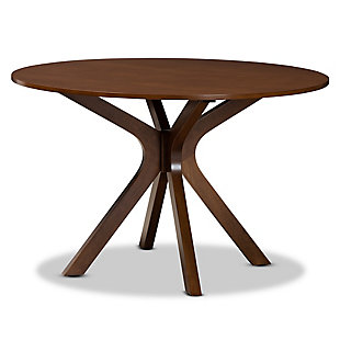 Baxton Studio Baxton Studio Kenji Modern and Contemporary Walnut Brown Finished 48-Inch-Wide Round Wood Dining Table, , large