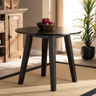 Baxton Studio Baxton Studio Ela Modern and Contemporary Dark Brown Finished 35-Inch-Wide Round Wood Dining Table, Dark Brown, rollover