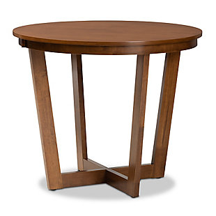Baxton Studio Baxton Studio Alayna Modern and Contemporary Walnut Brown Finished 35-Inch-Wide Round Wood Dining Table, Walnut, large