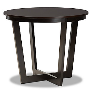 Baxton Studio Baxton Studio Alayna Modern and Contemporary Dark Brown Finished 35-Inch-Wide Round Wood Dining Table, Dark Brown, large