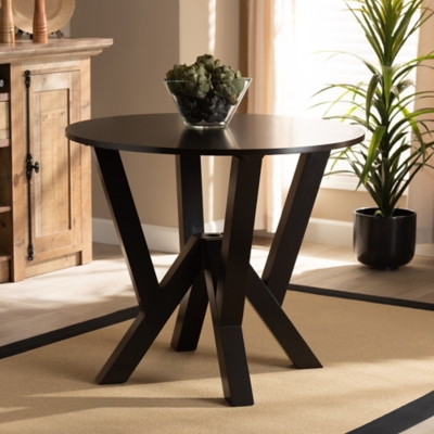 Baxton Studio Baxton Studio Irene Modern and Contemporary Dark Brown Finished 35-Inch-Wide Round Wood Dining Table, Dark Brown, rollover
