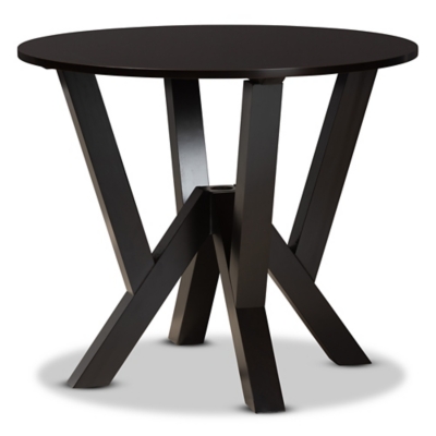 Baxton Studio Baxton Studio Irene Modern and Contemporary Dark Brown Finished 35-Inch-Wide Round Wood Dining Table, Dark Brown, large