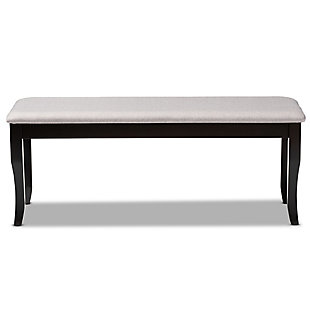 Baxton Studio Baxton Studio Cornelie Modern and Contemporary Transitional Gray Fabric Upholstered and Dark Brown Finished Wood Dining Bench, Gray/Dark Brown, large