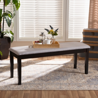 Baxton Studio Baxton Studio Teresa Modern and Contemporary Transitional Gray Fabric Upholstered and Dark Brown Finished Wood Dining Bench, Gray/Dark Brown, rollover
