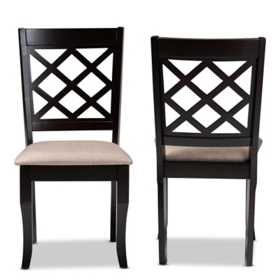 Baxton Studio Baxton Studio Verner Modern and Contemporary Sand Fabric Upholstered Dark Brown Finished 2-Piece Wood Dining Chair Set, , large