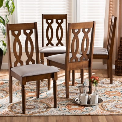 Baxton Studio Baxton Studio Cherese Modern and Contemporary Gray Fabric Upholstered Walnut Brown Finished 4-Piece Wood Dining Chair Set, , rollover