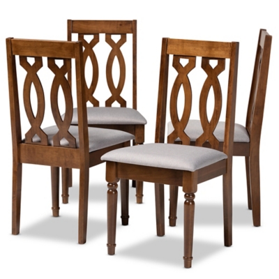 Baxton Studio Baxton Studio Cherese Modern and Contemporary Gray Fabric Upholstered Walnut Brown Finished 4-Piece Wood Dining Chair Set, , large