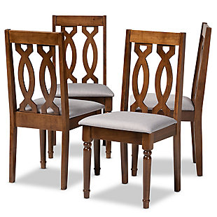 Baxton Studio Baxton Studio Cherese Modern and Contemporary Gray Fabric Upholstered Walnut Brown Finished 4-Piece Wood Dining Chair Set, , large
