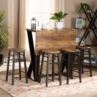 Baxton Studio Pub Height Dining Table and 4 Bar Stools Set Ashley