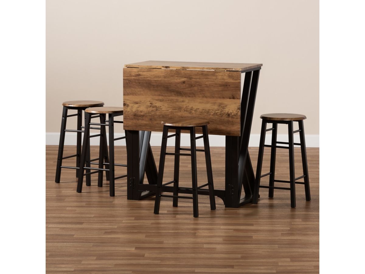 Baxton Studio Pub Height Dining Table and 4 Bar Stools Set