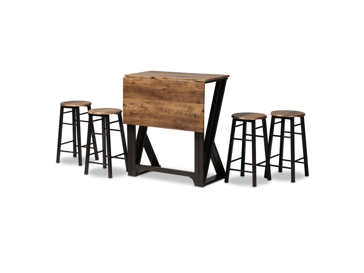 Baxton Studio Pub Height Dining Table and 4 Bar Stools Set