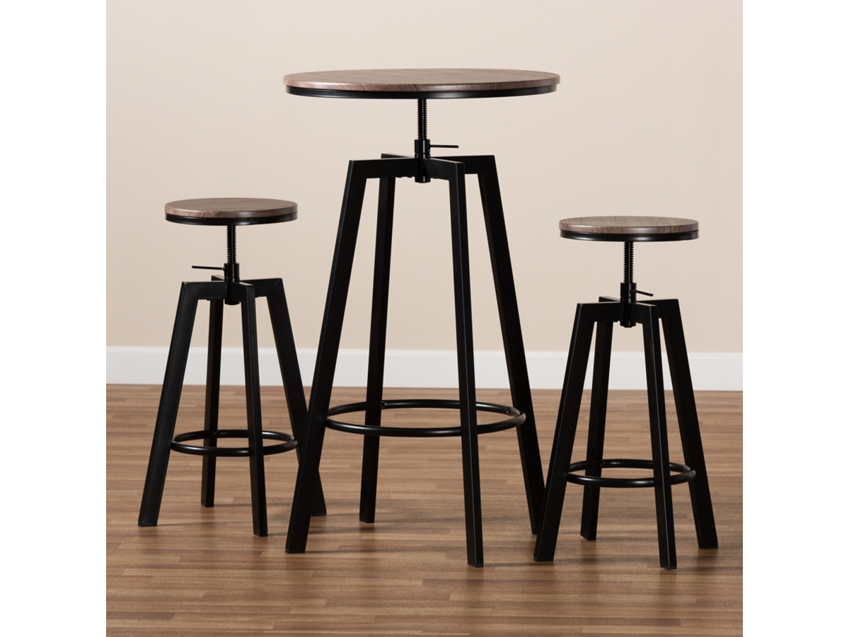 Baxton Studio Maritta Pub Height Dining Table and 2 Bar Stools Set