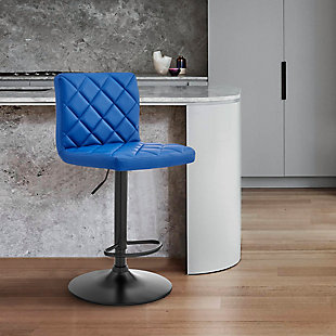 The Duval Adjustable Faux Leather Swivel Bar & Counter Stool from Armen Living is the perfect new addition to your beautiful home. The marvelous diamond-stitch design etched into the chair back and seat gives this piece an exceptional look. The bar stool chair is crafted with a metal column and foam cushions on the back and bottom seat, giving you the opportunity to enjoy your meals in complete comfort. The Duval features a 360-degree swivel function that increases the mobility of your stool. The Duval is also fitted with a hydraulic lever to adjust your seat to the height of your choosing. The Duval is available with a Chrome base and Grey faux leather upholstery or a Matte Black base and your choice of Grey, Red, White, or Blue faux leather upholstery.Swivel stool - it can be tough crafting the perfect stool for our customers, we are always thin of the most unique ideas for the best user experience. Providing these features is one way we can do this and help exceed your expectations. The wonderful 360-degree swivel function allows for maximum mobility. The smooth glide swivel function allows you to change directions with ease, ma this your new favorite stool in your home! | Adjustable height - move the gas lever right underneath the seat to adjust to your preferred height with ease! The lifting mechanism is seamless and works perfectly. You can adjust to different heights and remain stable and controlled while doing so. This stool also has a weight capacity of 250 pounds! | Intricate design - not only does this bar stool have the style you are loo for, but it has an intricately designed pattern featured in the upholstery that is a work of art within itself. This wonderful additional feature adds so much to this already beautiful stool. | Comfortable form - this stool was designed with ergonomic principles, shaping around your back with a wide seat for extra room. The soft foam-padded cushions offer extreme comfort, which helps to support and relax your back and body.