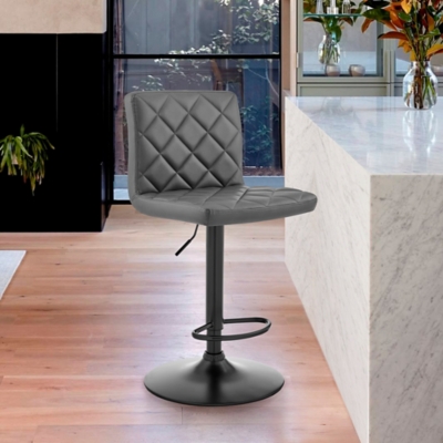 Duval Duval Adjustable Swivel Bar Stool, Black/Gray, rollover