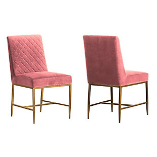 Armen Living Memphis Pink Velvet and Antique Brass Accent Dining Chair- Set of 2, , large