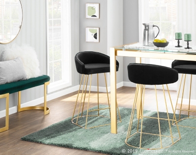 LumiSource Canary Counter Stool - Set of 2, Gold/Black, large