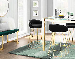 LumiSource Canary Counter Stool - Set of 2, Gold/Black, rollover