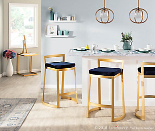 LumiSource Fuji DLX Counter Stool - Set of 2, Gold/Blue, rollover