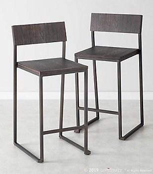 LumiSource Industrial Fuji Counter Stool - Set of 2, , rollover