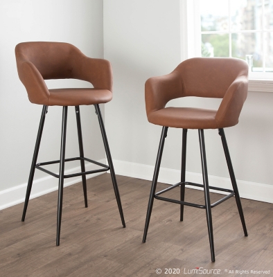 LumiSource Margarite Counter Stool - Set of 2, Black/Brown, large