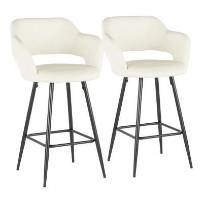 LumiSource Margarite Counter Stool - Set of 2, Black/Cream, large