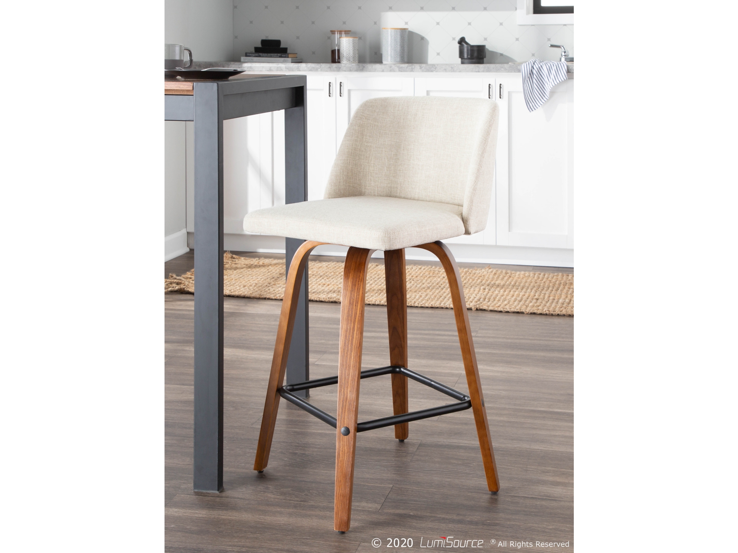 LumiSource Toriano Counter Height Bar Stool Set of 2
