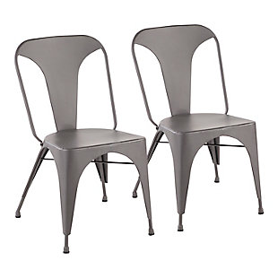 LumiSource Austin Dining Chair - Set of 2, Matte Gray, large