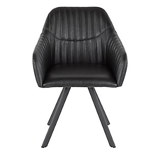 LumiSource presents the contemporary charm of the Clubhouse Pleated Chair. This accent chair features faux leather upholstery with pleated accents and sturdy splayed legs. Available in a variety of colors, choose the one that suits your space best! Contemporary styling | Stylish faux leather upholstery | Pleated backrest | Sturdy black metal legs | Includes two chairs