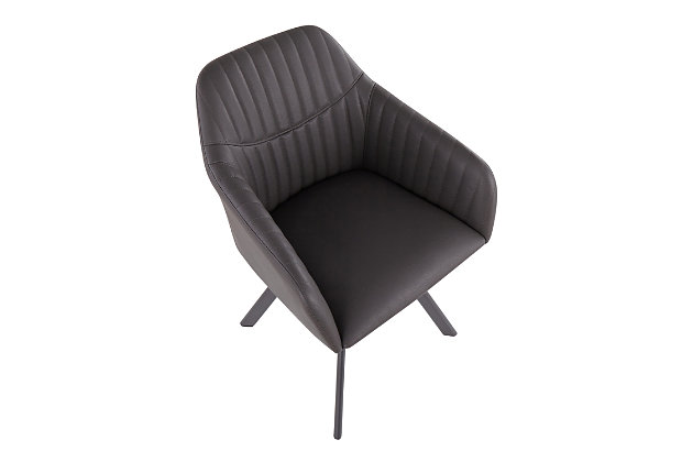 LumiSource presents the contemporary charm of the Clubhouse Pleated Chair. This accent chair features faux leather upholstery with pleated accents and sturdy splayed legs. Available in a variety of colors, choose the one that suits your space best!Contemporary styling | Stylish faux leather upholstery | Pleated backrest | Sturdy black metal legs | Includes two chairs