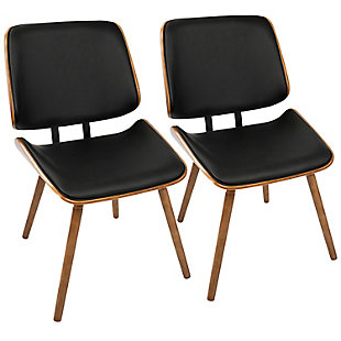 LumiSource Lombardi Chair - Set of 2, Walnut/Black, large