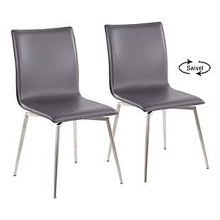 LumiSource Mason Upholstered Chair - Set of 2, Stainless Steel/Gray, large