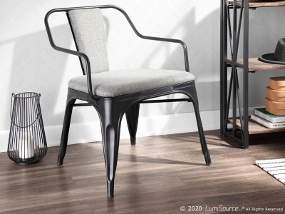LumiSource Oregon Accent Chair - Set of 2, Black/Light Gray, large
