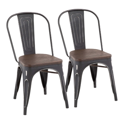 LumiSource Oregon Dining Chair - Set of 2, Vintage Black/Espresso, large