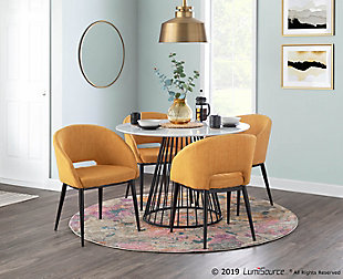 Spice up your living room with the striking design of the Renee Chair by LumiSource. This distinctive chair features luxurious upholstery complemented by a cut-out design and has a thick foam pad for added comfort. Select from a variety of upholstery and metal leg color combinations to find the perfect fit for your home.Contemporary styling | Stylish fabric upholstery | Cushioned seat and backrest | Cut-out design backrest | Metal legs