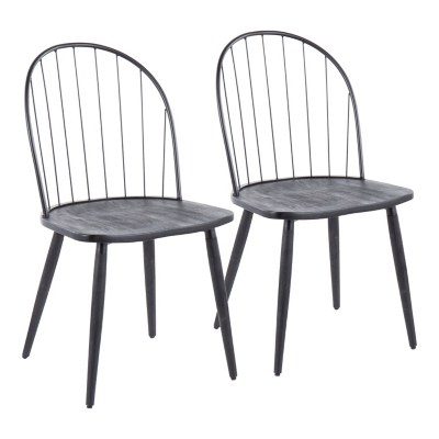LumiSource Riley High Back Chair - Set of 2, Black, large