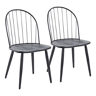 LumiSource Riley High Back Chair - Set of 2, Black, large