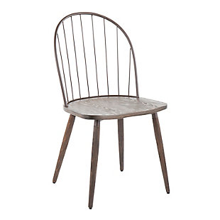 Bring industrial style to your dining room with the Riley High Back Chair by LumiSource. Our updated take on a traditional spindle-back chair, the Riley High Back Chair has a wood seat and legs complimented by a metal spindle backrest. The perfect chair for a dining table or extra seating, available in a variety of color options.Industrial styling | Wood seat | Metal spindle backrest | Armless design | Includes two chairs