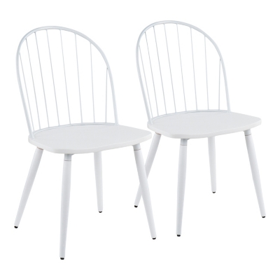 LumiSource Riley High Back Chair - Set of 2, White, large