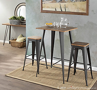 LumiSource Oregon Bar Table, Brown, rollover