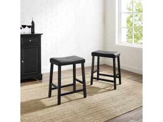 Saddle Seat Upholstered Counter Stool (Set of 2)