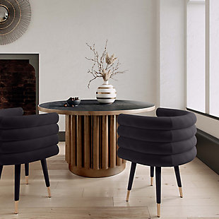 TOV Furniture Betty Black Velvet Dining Chair, Black, rollover