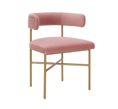 TOV Furniture Kim Performance Blush Velvet Chair, Blush, large