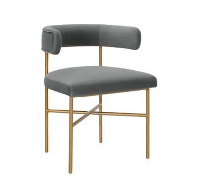 TOV Furniture Kim Performance Gray Velvet Chair, Gray, large