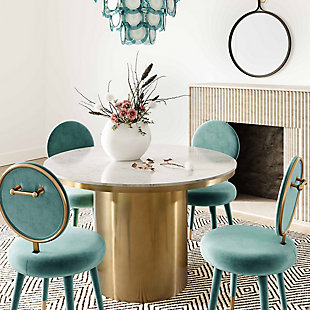 TOV Furniture Kylie Sea Blue Velvet Dining Chair, Sea Blue, rollover