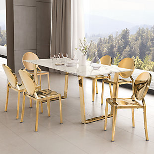 Zuo Modern Atlas Dining Table White And Gold, White/Gold, rollover