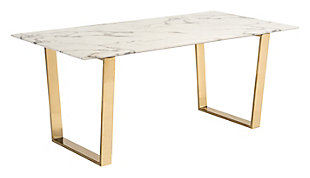 Zuo Modern Atlas Dining Table White And Gold, White/Gold, large