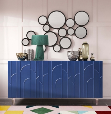 TOV Funiture Deco Blue Lacquer Buffet, Blue, rollover