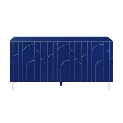 TOV Funiture Deco Blue Lacquer Buffet, Blue, large