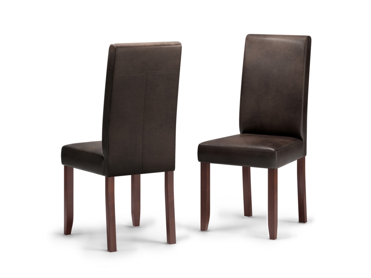 Simpli Home Acadian Contemporary Parson Dining Chair (Set of 2), Brown, large